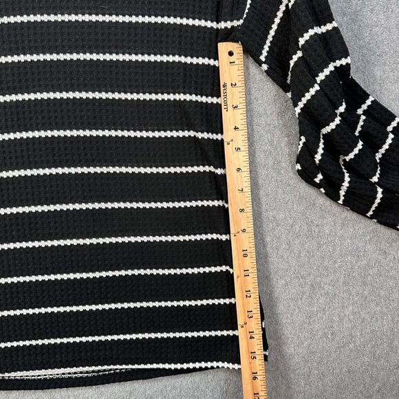 Bibi Striped Waffle Knit Pullover Sweater Women's Large Mock Neck Cut Out New - Picture 5 of 8